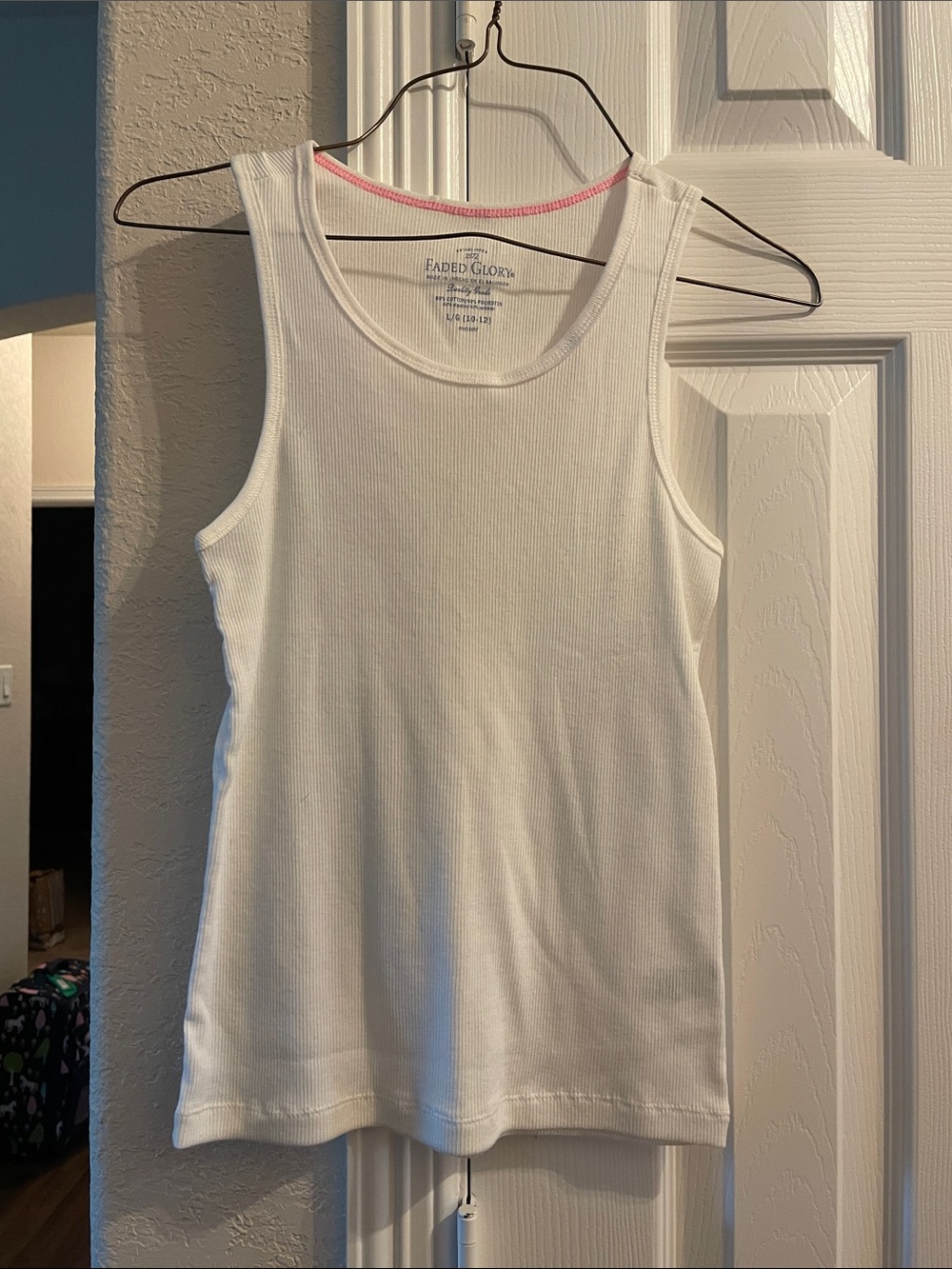 Faded Glory White Ribbed Tank 10-12